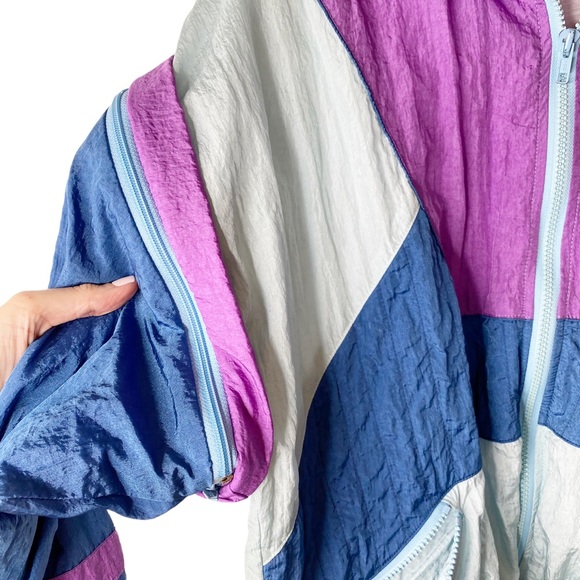 Ellesse Vintage Zebra 80’s Windbreaker Jacket Vest Removable Zipper Sleeves L - Picture 5 of 16